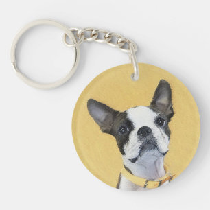 Porte-clés Boston Terrier Peinture - Cute Original Chien Art