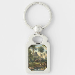 Porte-clés Botanique : dromadaires dans la jungle près d'une 