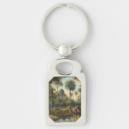 Porte-clés Botanique : dromadaires dans la jungle près d'une  (Devant)