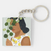 Porte-clés Botany Portrait - Femme avec verdure (Dos)