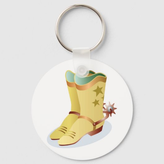 Porte-clés Bottes blanches de cowboy avec éperons (Recto)