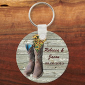 Porte-clés bottes de cowboy mariage campagnard occidental mer (Recto)