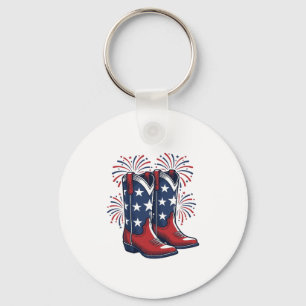 Porte-clés Bottes de cowboy patriotiques conception de chemis