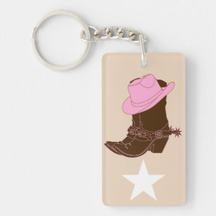 Porte-clés Bottes de cowgirl occidentales rustiques branchées