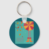 Porte-clés Bottes de pluie d'automne et feuilles d'automne pa (Verso)