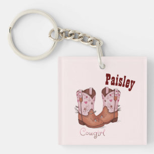 Porte-clés Bottes de vache mignonne moderne rose