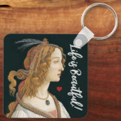 Porte-clés Botticelli Nymph Portrait Peinture Art (Verso)