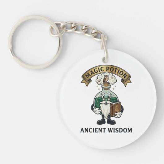 Porte-clés Botto Ancient Wisdom Wizard Magic Potion Owl Retro (Devant)