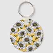 Porte-clés Bouches blanches, fleurs sauvages sur jaune (Recto)