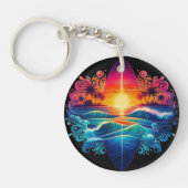 Porte-clés Boucles de surf couché de soleil (Devant)