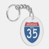 Porte-clés Bouclier d'autoroute nationale du Texas TX I-35 - (Devant gauche)