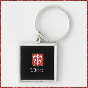 Porte-clés Bouclier de chevalier médiéval rouge et noir mascu