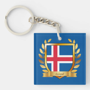 Porte-clés Bouclier du drapeau de l'Islande