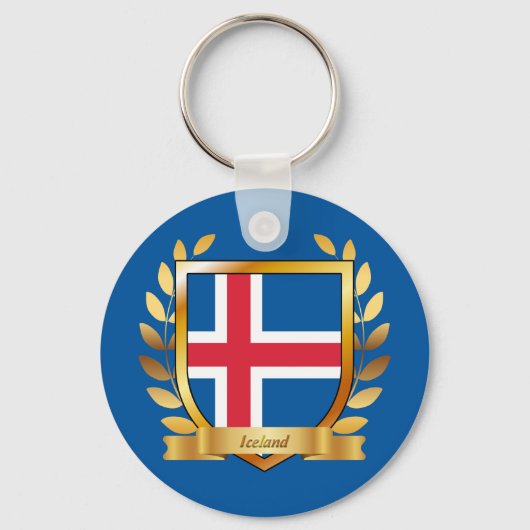 Porte-clés Bouclier du drapeau de l'Islande (Recto)