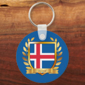 Porte-clés Bouclier du drapeau de l'Islande (Recto)