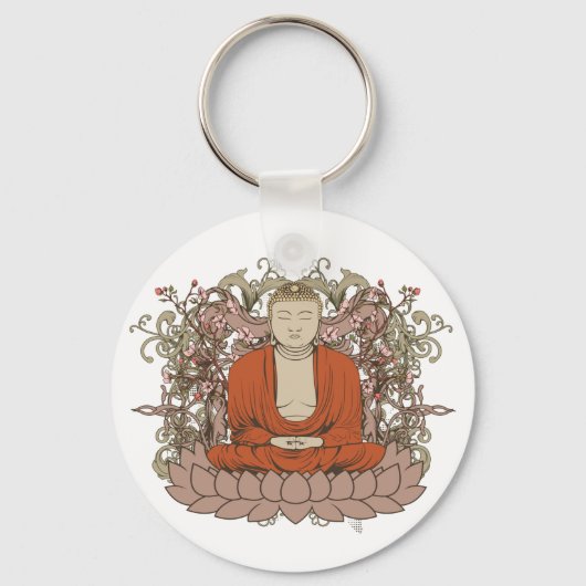 Porte-clés Bouddha Sur Fleur Lotus (Recto)
