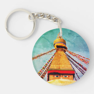 Porte-clés Boudhanath Stupa, Buddha Eyes, Himalaya, Népal