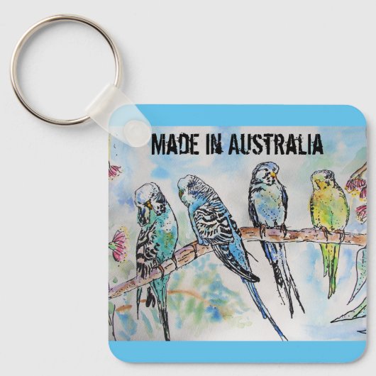 Porte-clés Boudin Aquarelle Oiseau Cute Fabriqué En Australie (Recto)