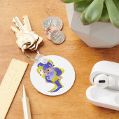 Porte-clés Bouffon de la Renaissance violet et jaune avec bar