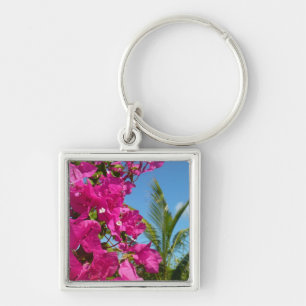 Porte-clés Bougainvilliers et palmiers paysage tropical
