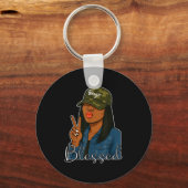 Porte-clés Bougie Blessed Camo Hat Christian Black Woman  (Recto)