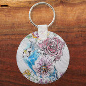 Porte-clés Bougie Bleue et Rose Aquarelle Bague Clé d'Art (Recto)