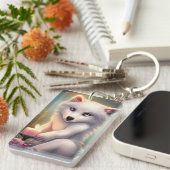 Porte-clés Bougie d'anniversaire Adorable Blanc bébé Fox (Devant droit)