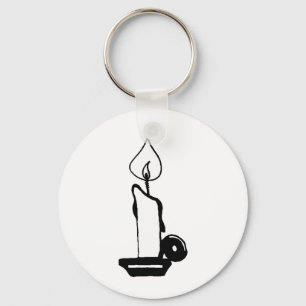 Porte-clés Bougie Élégante Noir Et Blanc Vintage Brûlant