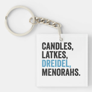 Porte-clés Bougies Latkes Toupie Menorahs Drôle Hanukkah Juif