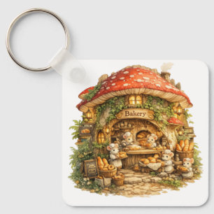 Porte-clés Boulangerie Champignon Cottagecore Bois Fantaisi