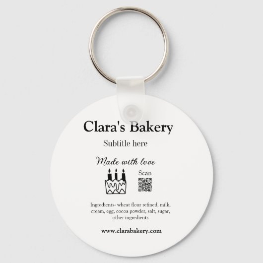 Porte-clés Boulangerie gâteau ajouter ingrédients fabriqués a (Recto)