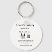 Porte-clés Boulangerie gâteau ajouter ingrédients fabriqués a (Verso)