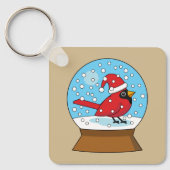 Porte-clés Boule à neige avec un joli cardinal rouge (Recto)