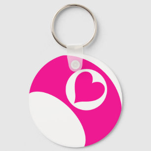 PORTE-CLÉS BOULE DE BILLARDS ROSE DE COEUR