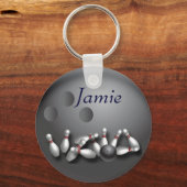 Porte-clés Boule de bowling personnalisée et grève (Recto)