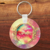 Porte-clés Boule de cristal de galaxie d'aquarelle motivation (Recto)