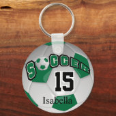 Porte-clés Boule de football vert foncé et blanc (Verso)