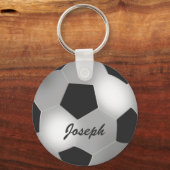 Porte-clés Boule de soccer en argent personnalisable (Recto)
