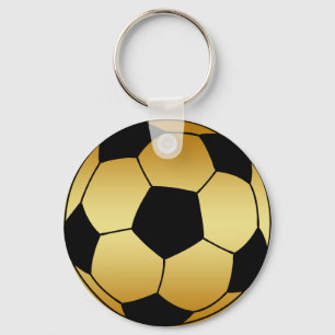 PORTE-CLÉS BOULE DE SOCCER OR ET NOIR
