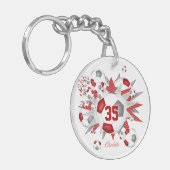 Porte-clés Boule de soccer souffle fille gris rouge personnal (Devant gauche)