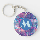 Porte-clés Boule Disco Bleu super & Violet Personnalisée (Devant)