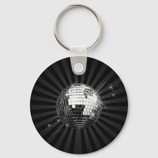 Porte-clés Boule Disco Mirror sur noir (Recto)