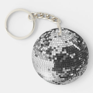 Porte-clés Boule disco rétro scintillement paillettes argent