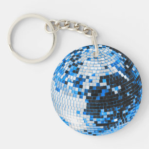 Porte-clés Boule disco rétro scintillement paillettes bleu an