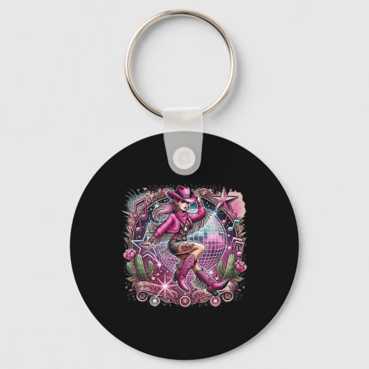 Porte-clés Boule Disco Tattoo rose Cowboy Cowboy (Recto)