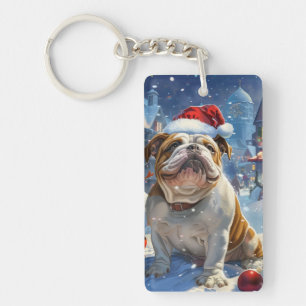 Porte-clés Bouledogue anglais Merveilleux Noël de joie de Noë