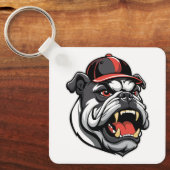 PORTE-CLÉS BOULEDOGUE AVEC CASQUETTE DE BASEBALL (Recto)