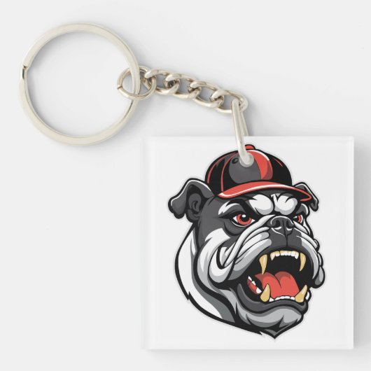 PORTE-CLÉS BOULEDOGUE AVEC CASQUETTE DE BASEBALL (Devant)