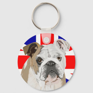 Porte-clés Bouledogue britannique avec Union Jack