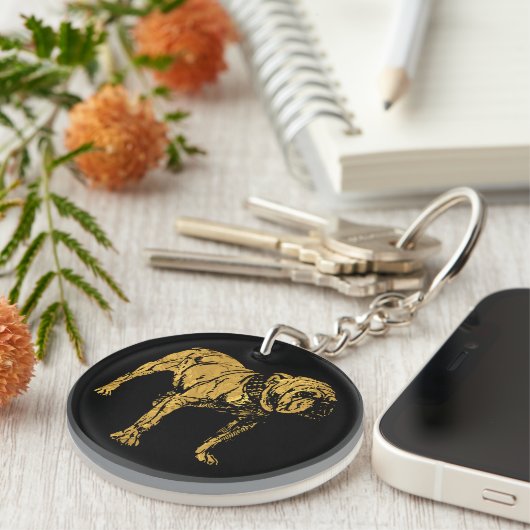 Porte-clés Bouledogue d'or (Devant droit)